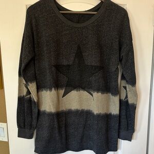 T Party Fashion Charcoal Oversized Long Sleeve Shirt Size Small